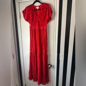 Boutique red embroidered maxi dress
Size Small
Brand new, never worn